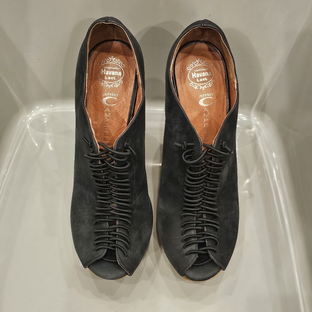Jeffrey Campbell Leather Lace Up Platform Wedges - Picture 4 of 16